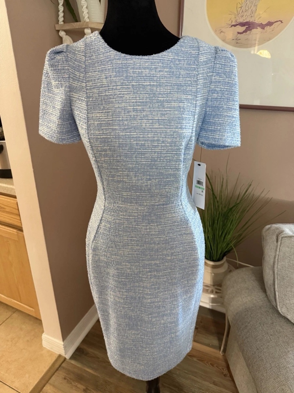 Calvin Klein Light Blue Tweed Dress